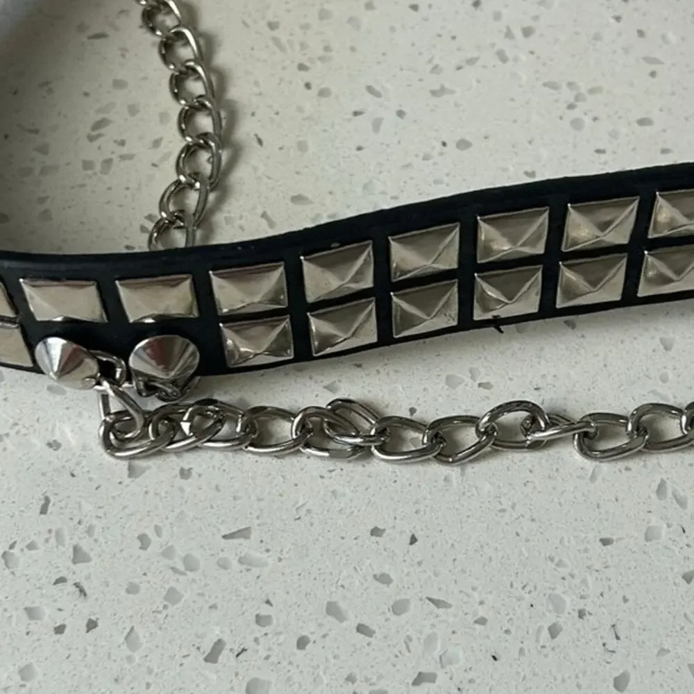 Belt Two Row Studded Chain Black Belt